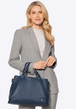 Wittchen Dames leren shopper met twee compartimenten, marineblauw