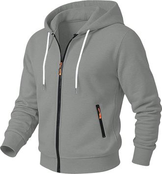 Generic Mens Jacket Zip Up with Pockets Mens Coat Casual Long Sleeve Jackets for Men Winter Coats for Everyday Streetwear