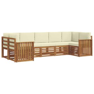 vidaXL Conjunto De Sof&aacute; Seccional Con Coj&iacute;n 7 Pcs Natural Y Crema Vidaxl