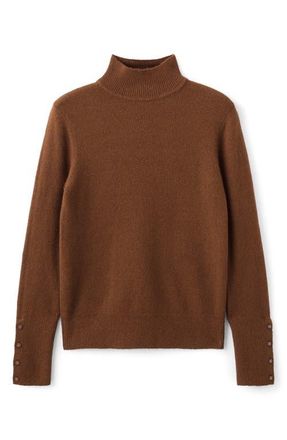 Mango Button Cuff Turtleneck Sweater in Caramel at Nordstrom, Size X-Small