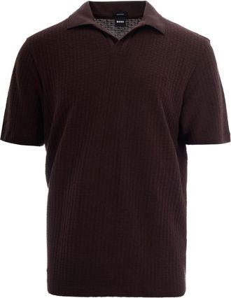 HUGO BOSS Brown Jacquard Shirt Collar Polo
