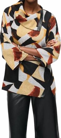 Joseph Ribkoff Abstract Print Boxy Sweater Top In Grey/multi