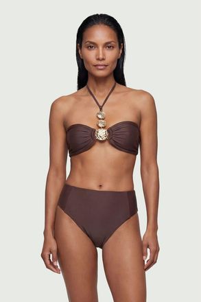 Karen Millen High Waist Bikini Bottoms in Chocolate at Nordstrom, Size Medium
