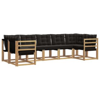 vidaXL Conjunto De Sof&aacute;s De Exterior Con Coj&iacute;n 7 Pcs Blanco Y Negro Vidaxl