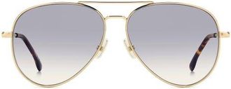 Victoria Beckham 58mm Gradient Pilot Sunglasses in Gold/Blue Sf Ar at Nordstrom