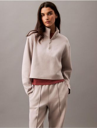 Calvin Klein Womens Spacer Quarter Zip Sweatshirt - Brown - XS