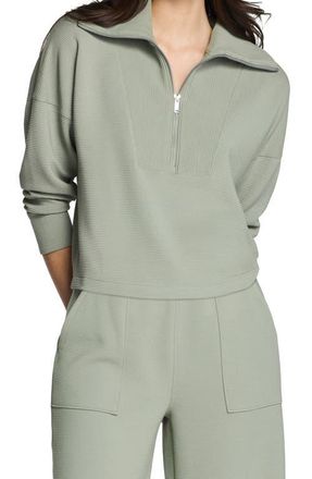 Spanx AirEssentials French Rib Quarter Zip Pullover in Sage Brush at Nordstrom, Size X-Large