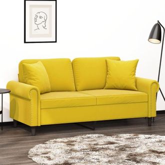 vidaXL Vidaxl - Divano a 2 Posti con Cuscini Giallo 140 cm in Velluto
