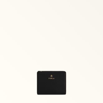 Furla Camelia Portafoglio Compatto Nero Nero Pelle Di Vitello Granata Donna