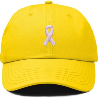Dalix Pink Ribbon Dad Cap in Gold at Nordstrom