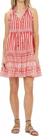 Oliphant Sleeveless Tiered Short Dress In Santorini Red