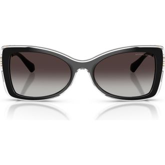 Michael Kors Malaga 53mm Gradient Butterfly Sunglasses in Black /Grey Gradient Black at Nordstrom