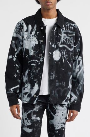 Rta Norris Graffiti Shirt Jacket in Graffiti Graphite at Nordstrom, Size Xxx-Large