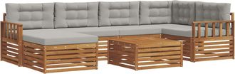 vidaXL Conjunto De Sof&aacute;s De Exterior 7 Uds. Gris Natural Y Claro Vidaxl