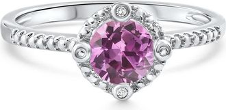 Pompeii3 Diamond & Pink Topaz White Gold Ring Size: 8
