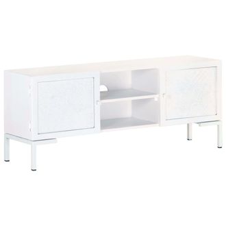 vidaXL Vidaxl - Mueble Para Tv De Madera Maciza De Mango Blanco 115x30x46 Cm