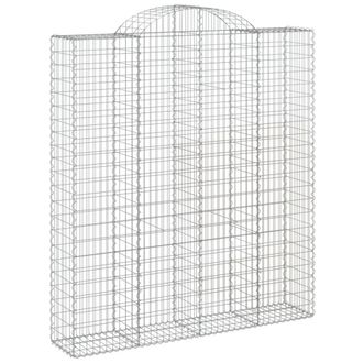 Berkfield Home Decorative Arched Gabion Baskets 2 pcs 200x50x220/240 cm Galvanis in Silver