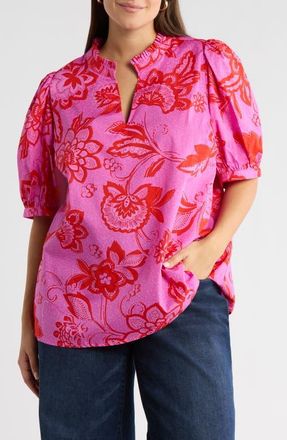 Sugarlips Weirly Floral Print Top in Pink-Red-Multi at Nordstrom, Size 2X