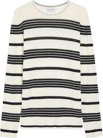 Moncler Striped Fine-knit Cotton-blend T-shirt - Stripe - M (UK 12 / M)