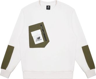 New Balance Pocket Splicing Knit Sports Round Neck Pullover Couple Style White AMT13378-IV