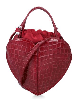 Rotate Bordeaux Crocodile-Embossed Patent Leather Heart Bag