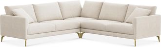 Castlery Lena L-Shaped Sectional Sofa Customized, (Performance Boucle) Cream (Brass Legs), Spill Resistant, Removable Covers for Sofas by Castlery
