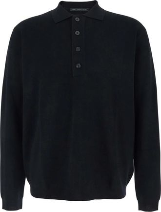 low brand Polo Collar Sweater - Heren - Polos - Zwart - S - Wol - Tops