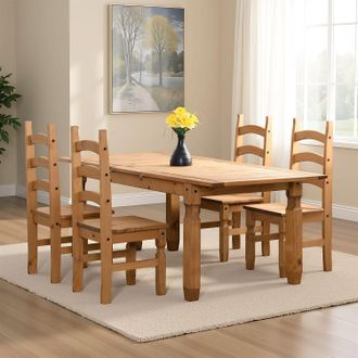 Seconique Corona Extending Dining Set (4 Chairs) in Natural