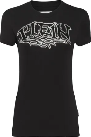 Philipp Plein T-shirt Round Neck Sexy Pure Fit Crystal