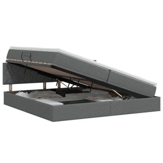 vidaXL Cama Con Almacenamiento Y Colch&oacute;n Gris Oscuro 200 X 200 Cm Vidaxl