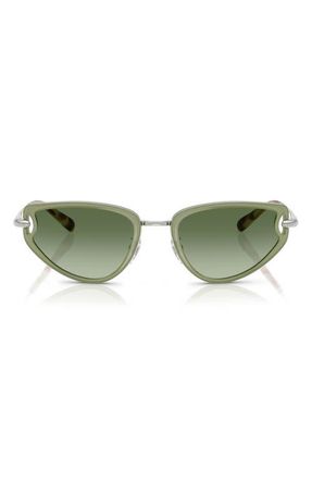 Tory Burch 53mm Cat Eye Sunglasses in Milky Green /Green Gradient at Nordstrom