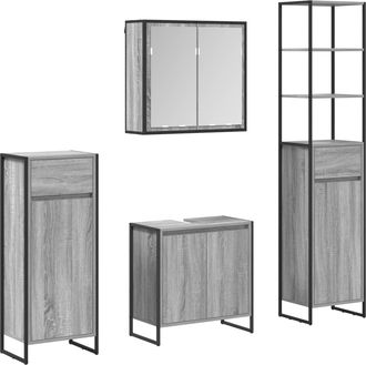vidaXL Juego De Muebles De Ba&ntilde;o 4 Uds. Gris Sonoma Vidaxl