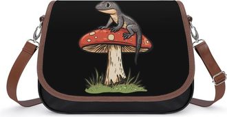 Generic Lizard on Top of Mushroom Small Womens Crossbody Bags Shoulder Handbag with Adjustable Strap for Travel
