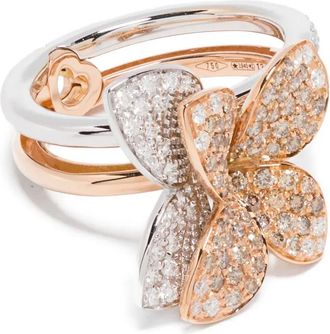 Pasquale Bruni Anello Petit Garden Libellule in oro rosa e bianco 18 carati con diamanti - Argento