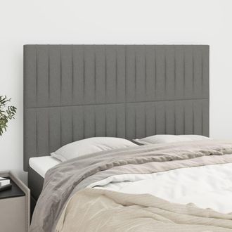 vidaXL Cabecero De Cama Gris Oscuro 144x5x118/128 Cm De Tela Vidaxl
