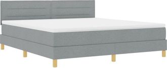 vidaXL vidaXL Box Spring Bed with Mattress & LED Light Grey 180x200 cm Fabric
