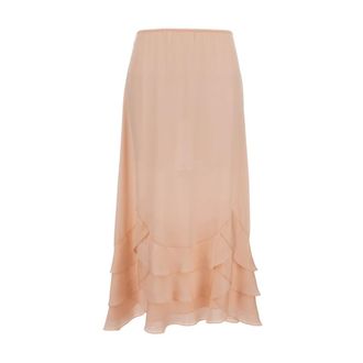 Simone Rocha Maxi Skirts, female, Pink, Size: 2XS Tiered Scalloped Hem Skirt