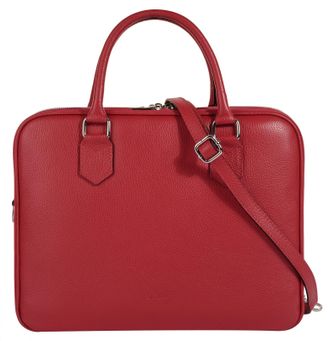 Cluty Aktentasche CLUTY, Damen, Gr. B/H/T: 35cm x 28cm x 13cm onesize, rot, Leder, leicht gl&auml;nzend, unifarben, Taschen Aktentasche, echt Leder, Made in Ital