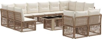 vidaXL Conjunto De Sof&aacute;s De Jard&iacute;n 13 Uds. Beige Rat&aacute;n Sint&eacute;tico Vidaxl