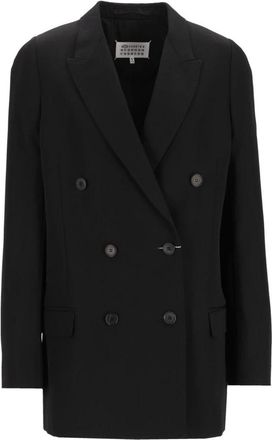 Maison Margiela Dubbelrijige wollen blazer - Dames - Blazers - Zwart - XS - Wol - Jassen