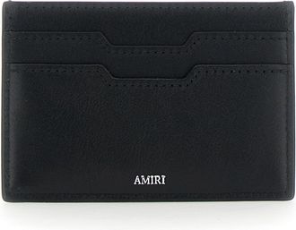 Amiri Mens Black Leather Card Holder With Logo Details Bovine Accessory