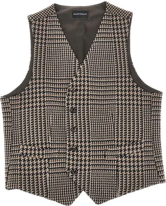 Emporio Armani Houndstooth wool-blend vest Man 48