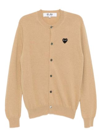 Comme Des Gar&ccedil;ons heart-appliqu&eacute; cardigan - unisex - Wool - S - Neutrals