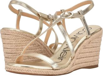 Calvin Klein Womens Calvin Klein Blairy 2 Sandals Gold Wedge Heel Espadrille ZAP1057