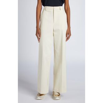 Moncler Cotton Stretch Twill Straight Leg Pants in Ivory at Nordstrom, Size 40