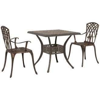 vidaXL Conjunto De Mesa De Jard&iacute;n 3 Pcs Bronce Aluminio Fundido Vidaxl
