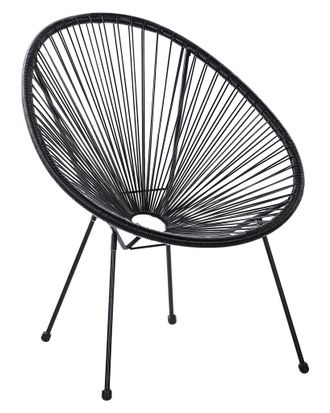 Beliani Beliani - Sedia Moderna Rotonda In Rattan Spaghetti Nero Acapulco Ii