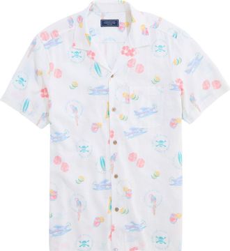 Vineyard Vines Sea The Keys Seabreeze Linen Blend Camp Shirt in White Cap at Nordstrom, Size Xx-Large