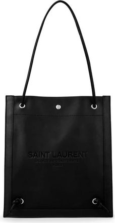 Saint Laurent Platte Crossbody Tas Zwart Leer - Dames - Shoppers - Zwart - ONE Size - Leer - Tassen