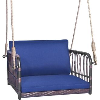 Costway Patio Porch Swing Chair Outdoor Single Person Hanging Seat w/ Cushion